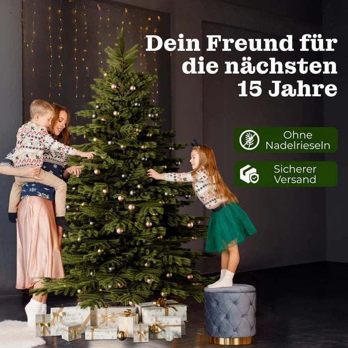 Künstlicher Weihnachtsbaum 180cm - 240cm mit integrierter Lichterkette - Nordmanntanne wie echt!