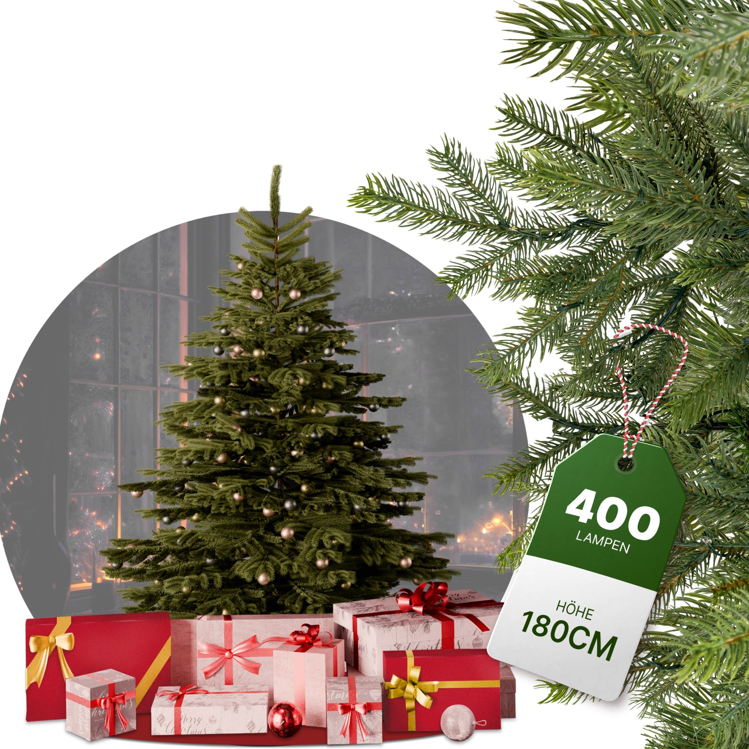 Nordmanntanne 180 cm mit toller Lichterkette