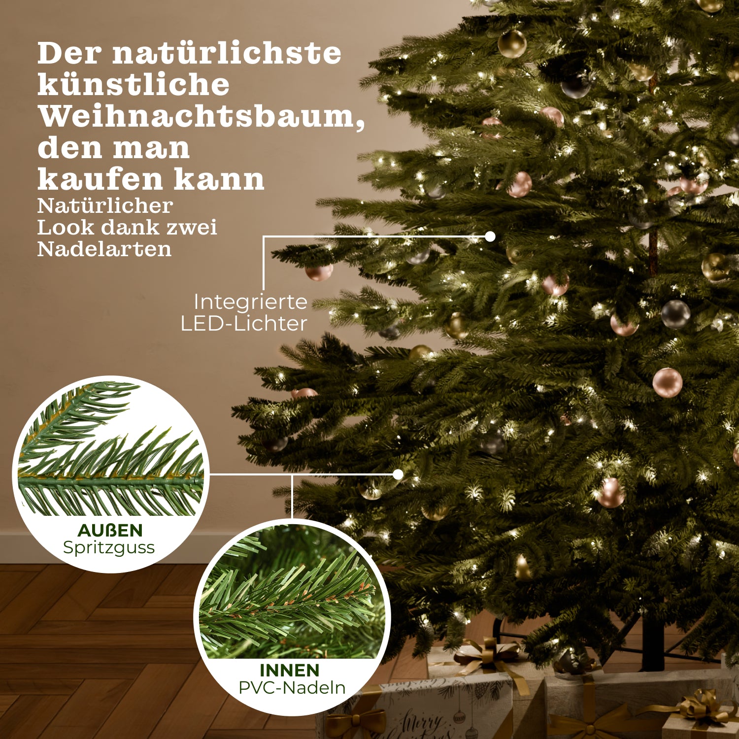 Nordmanntanne 180 cm mit toller Lichterkette