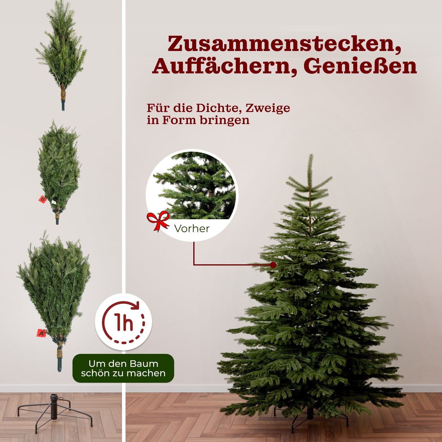 Nordmanntanne 180 cm mit toller Lichterkette