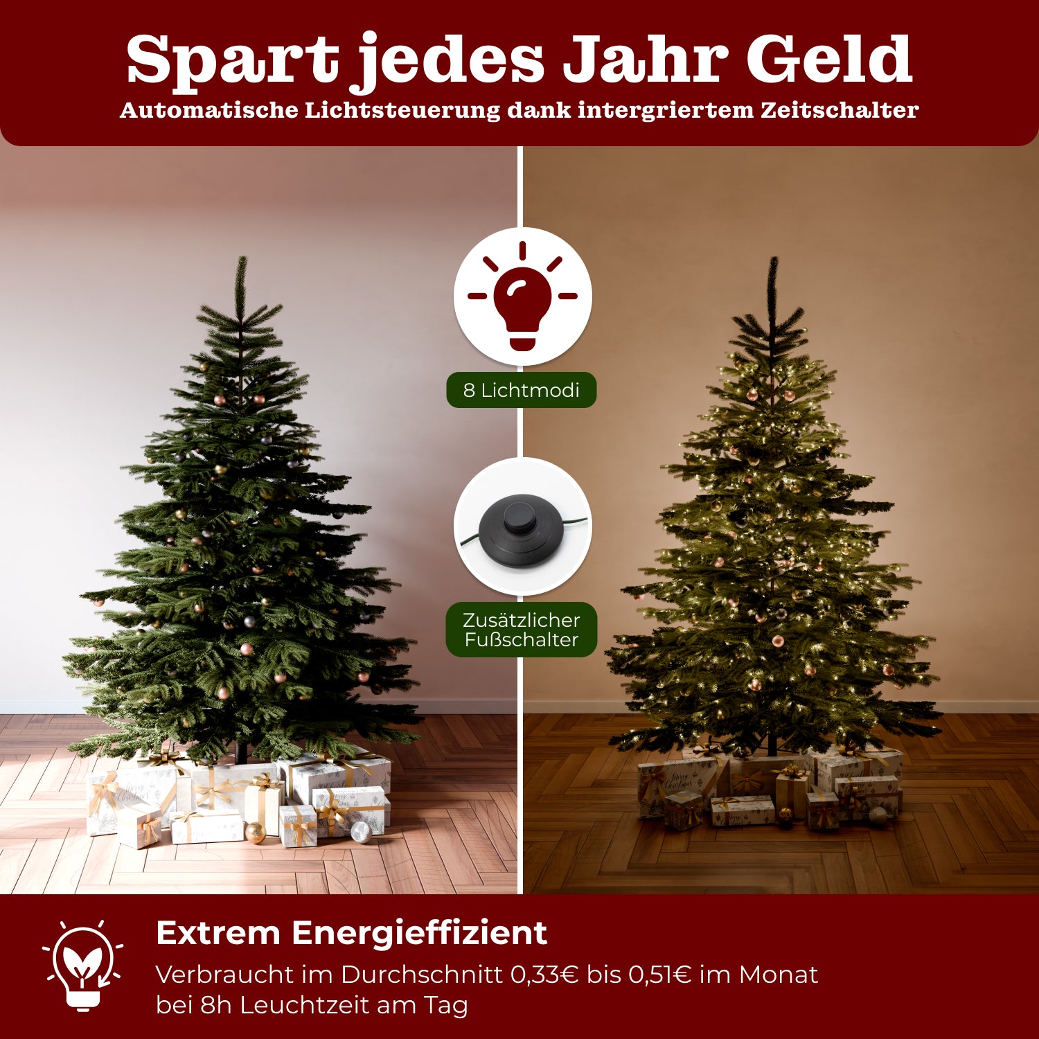 Nordmanntanne 180 cm mit toller Lichterkette