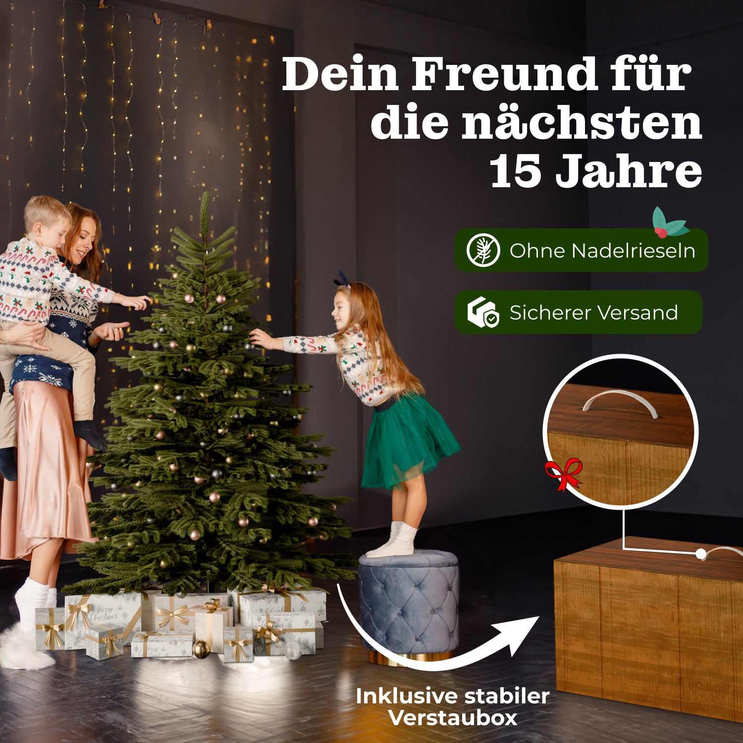 Nordmanntanne 180 cm mit toller Lichterkette