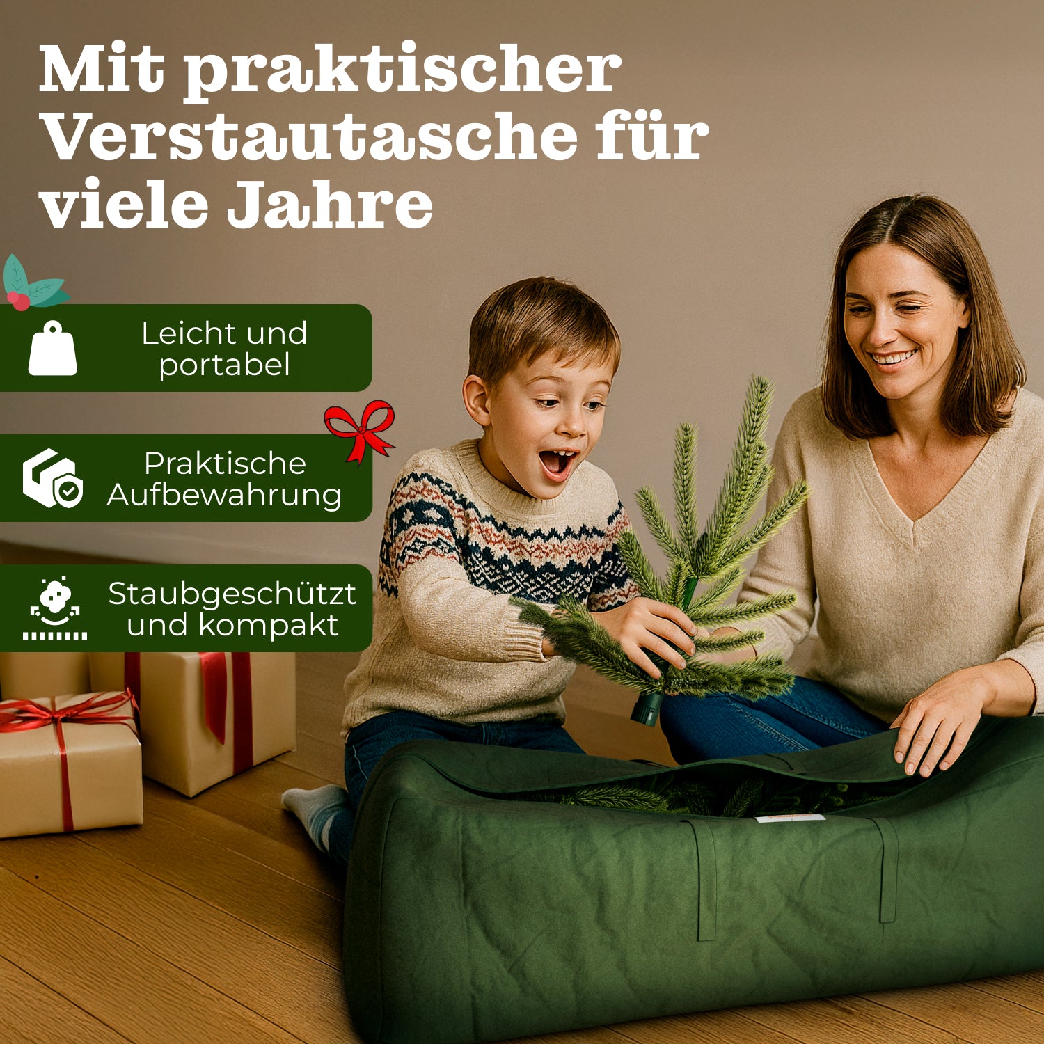 Künstlicher Weihnachtsbaum 180cm - 240cm mit integrierter Lichterkette - Nordmanntanne wie echt!