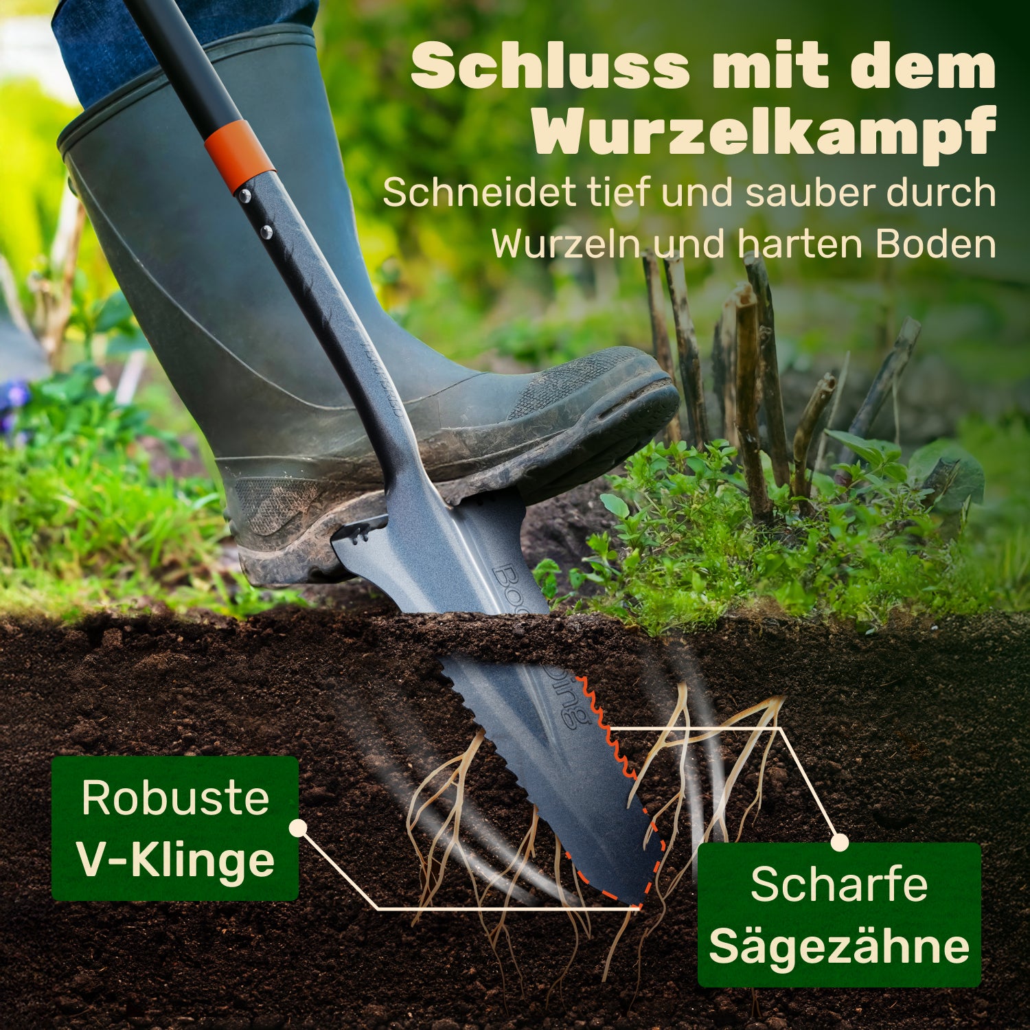 Wurzelspaten mit Säge - die neue Art des Umgrabens