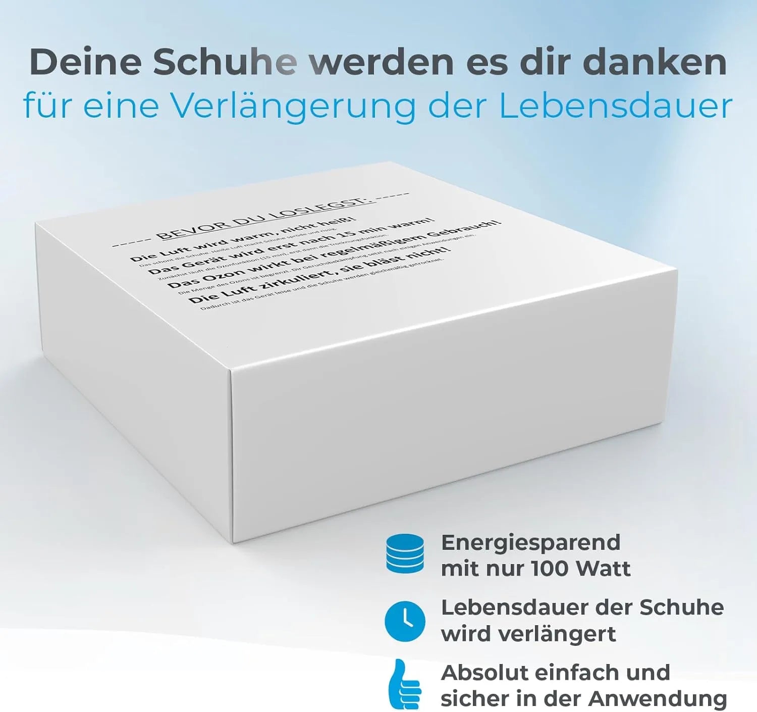 Verpackung des Schuhtrockners elektrisch - samt Vorteile