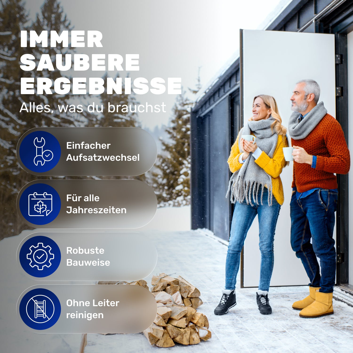 Teleskop Waschbürste 5,8 m – All-in-One Reinigungsset mit 5 Aufsätzen für PV Anlage, Wintergarten, Dachrinne & Terrassendach