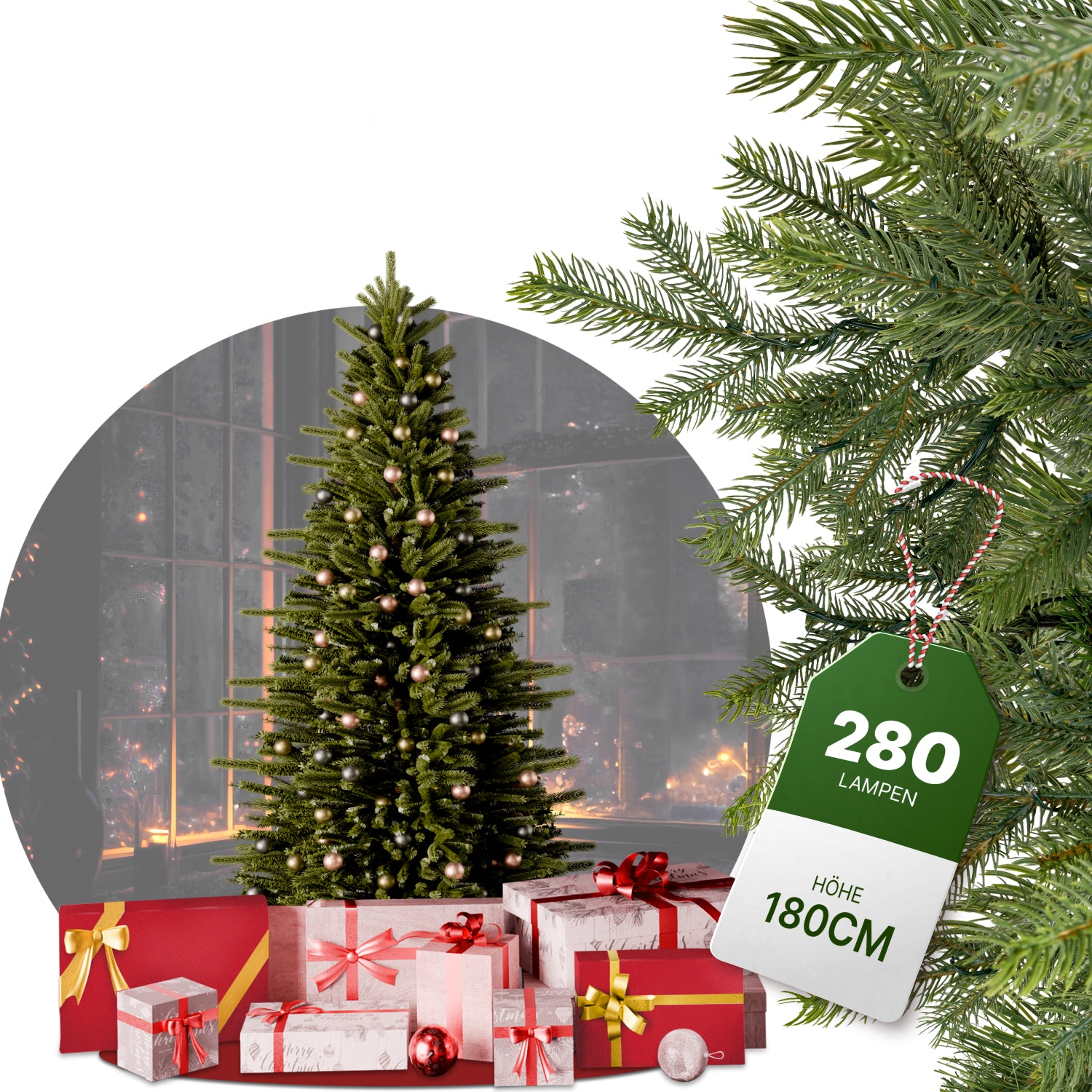 Bergfichte 180 cm mit toller Lichterkette