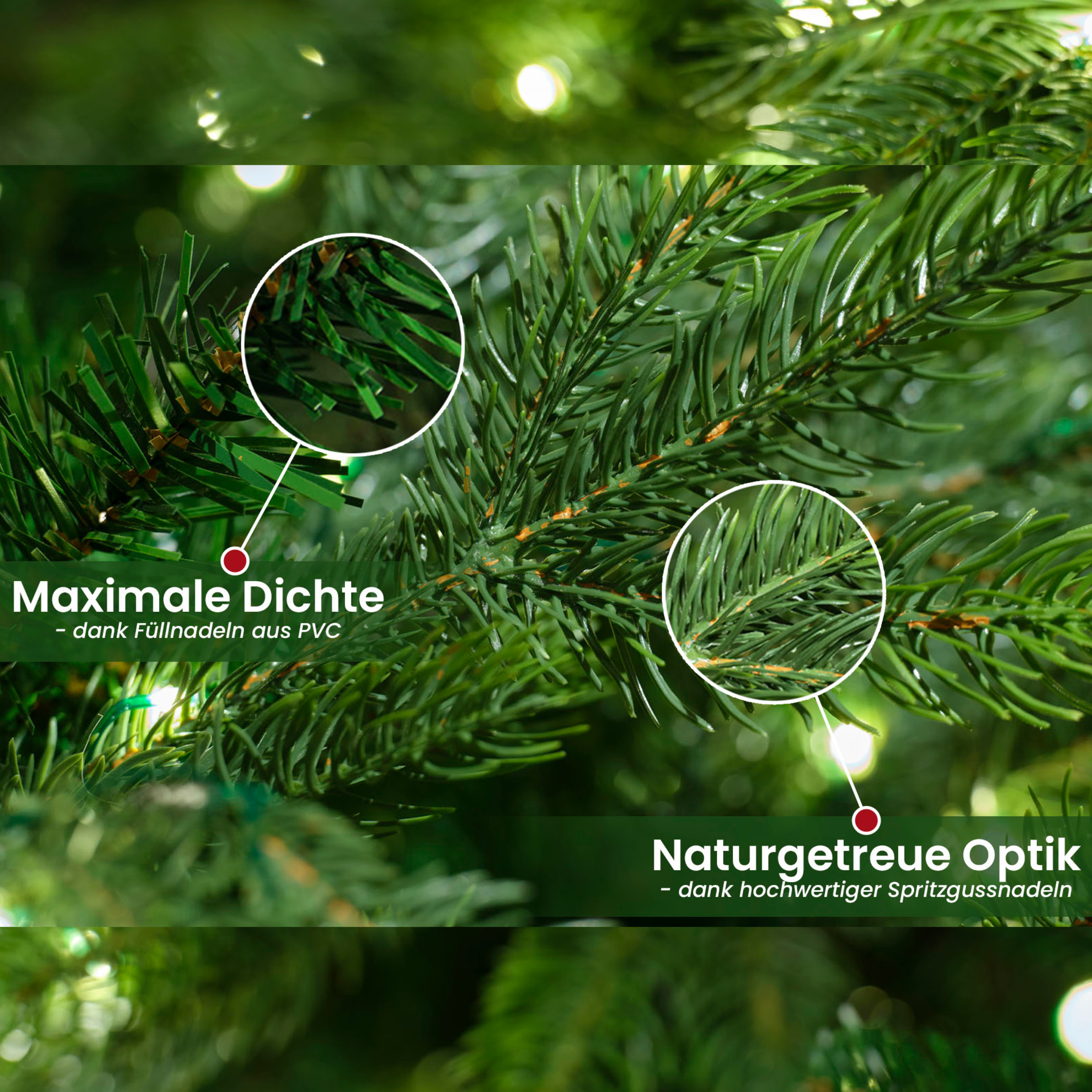 Künstlicher Weihnachtsbaum 180cm - 240cm mit integrierter Lichterkette - Nordmanntanne wie echt!