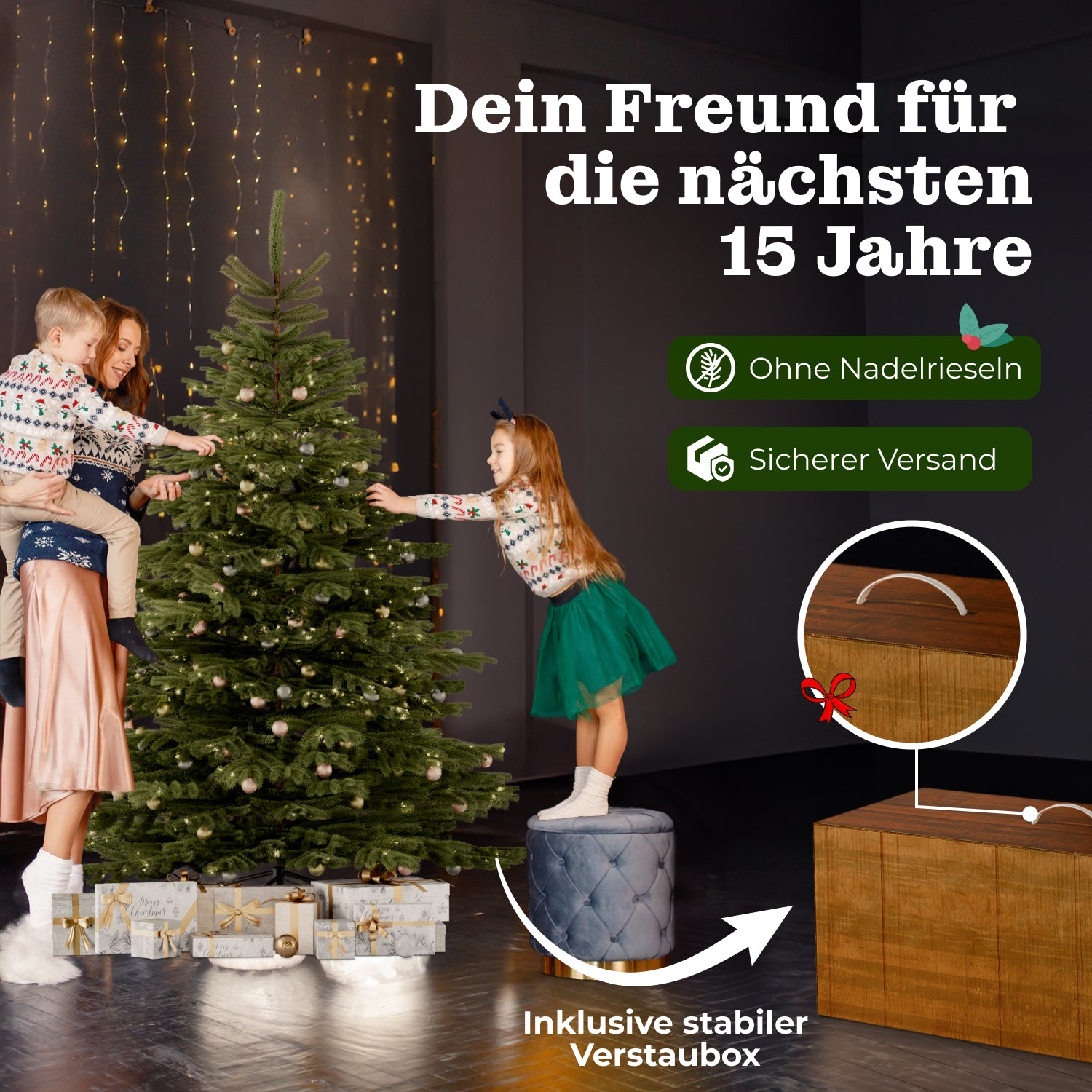 Nordmanntanne 210 cm mit toller Lichterkette