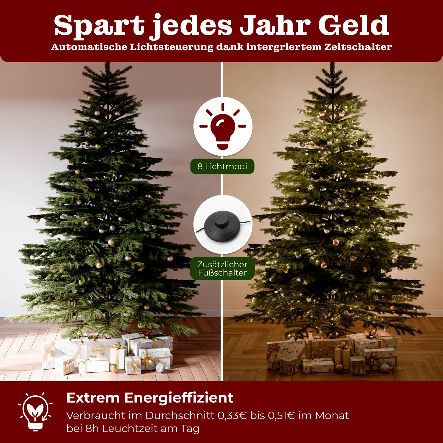 Nordmanntanne 240 cm mit toller Lichterkette