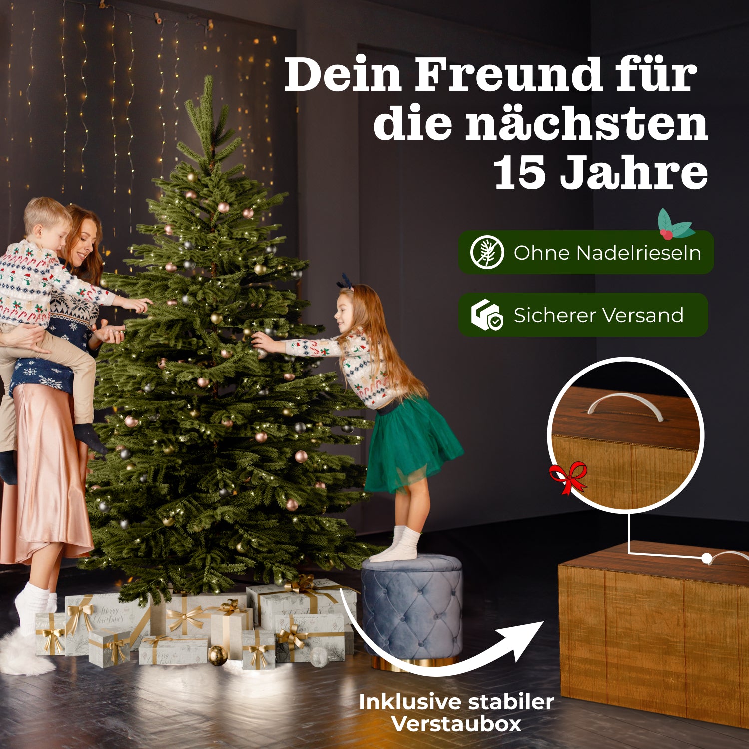 Nordmanntanne 240 cm mit toller Lichterkette
